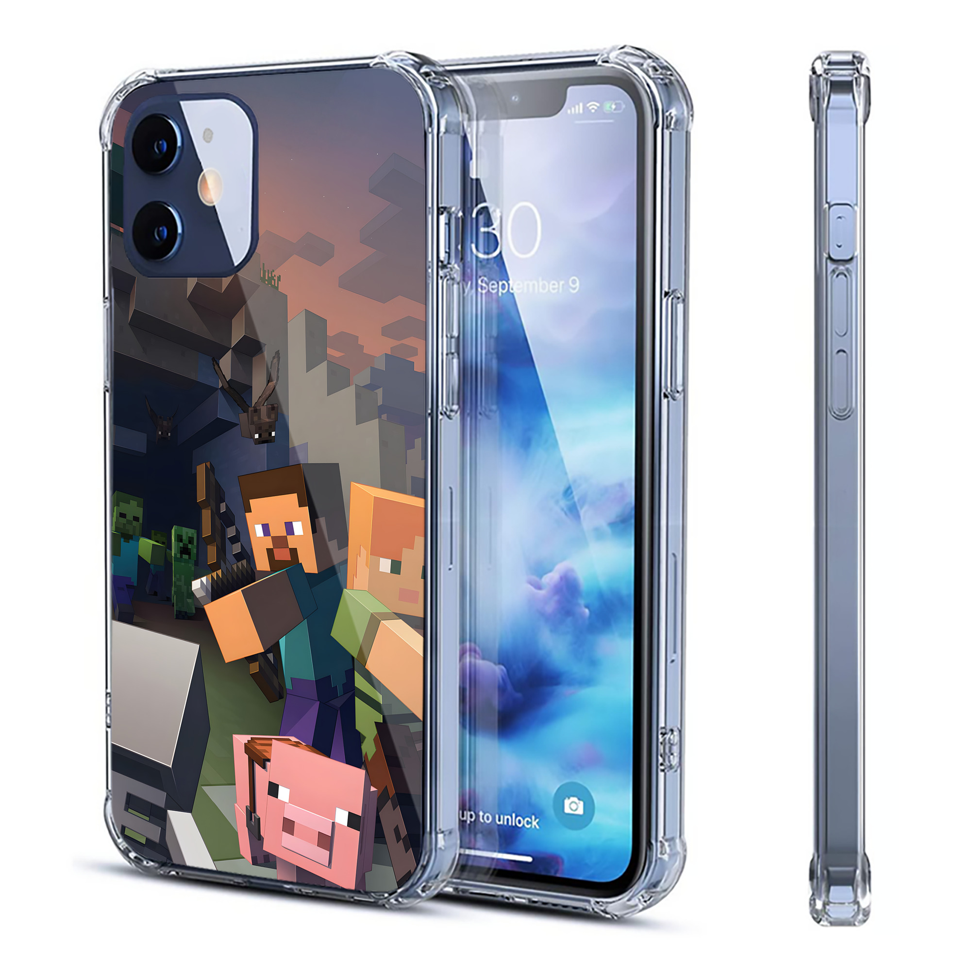 （画像用） マインクラフト ブロックの世界 Minecraft MC Block world 【iPhone 12シリーズ対応】透明スマホケース（クリアソフトケース）